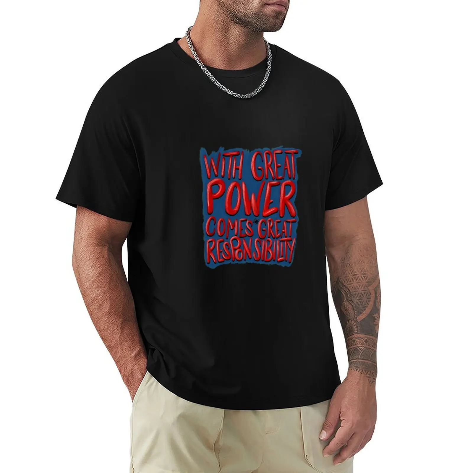 Power and Responsibility T-Shirt Daily Wear Plain Short Sleeve Shirt