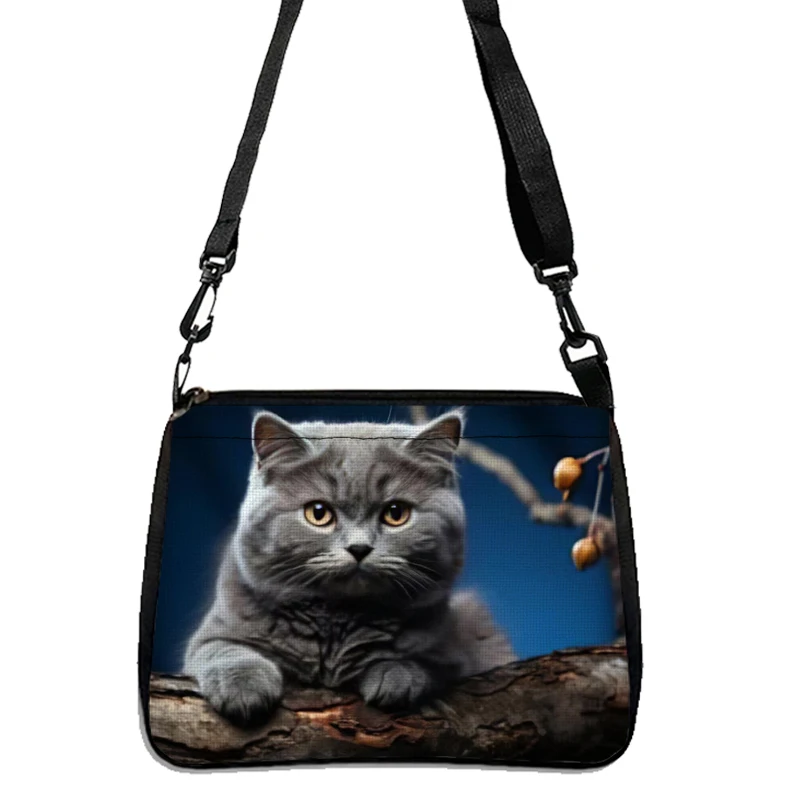 Cute Persian/Siamese Cat Handbags for Travel Scottish British Cat Messenger Bag Kitten Shoulder Bag Crossbody Bag