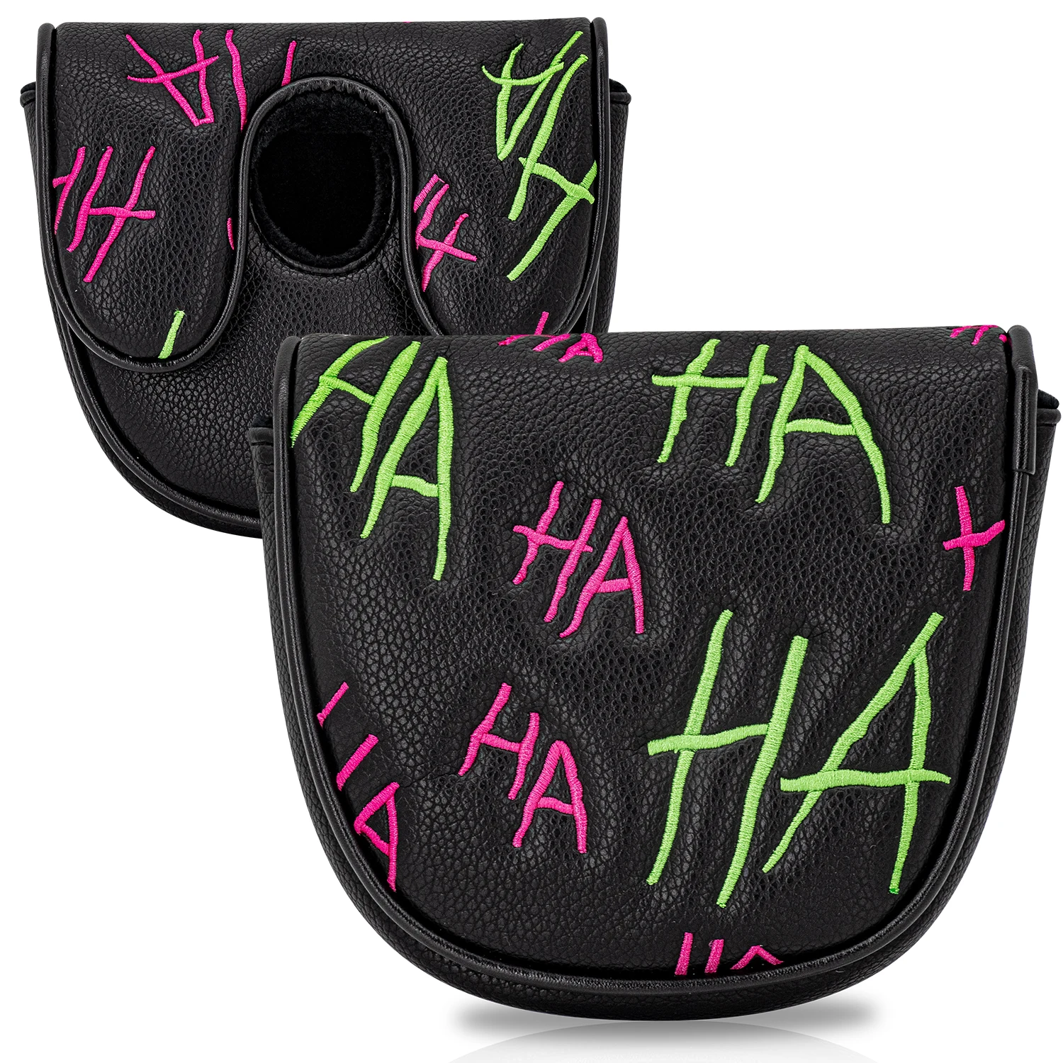 Graffiti HA Letter Golf Putter Head Cover Magnetic Closure Half‑Circle Mallet Putter Cover Golf Club Head Protector