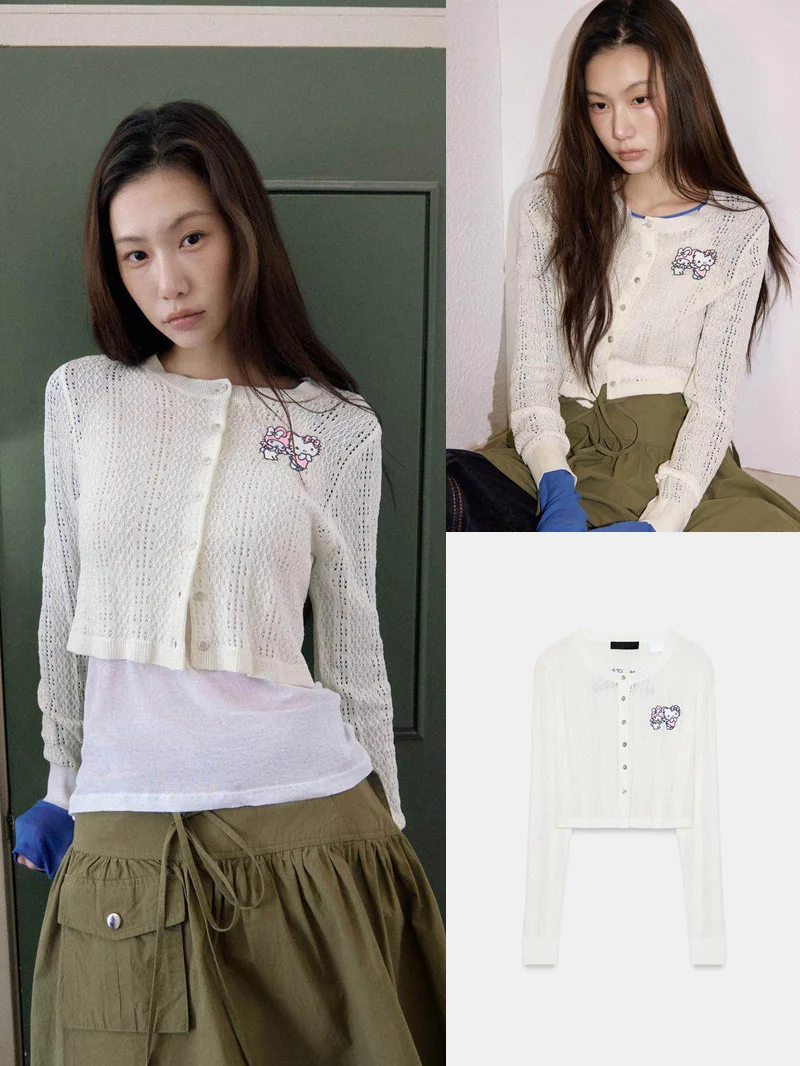 

Новая женская вязаная куртка с длинными рукавами и круглым вырезом, весна-лето, простой модный дизайн с вышивкой, на одной пуговице, 392...