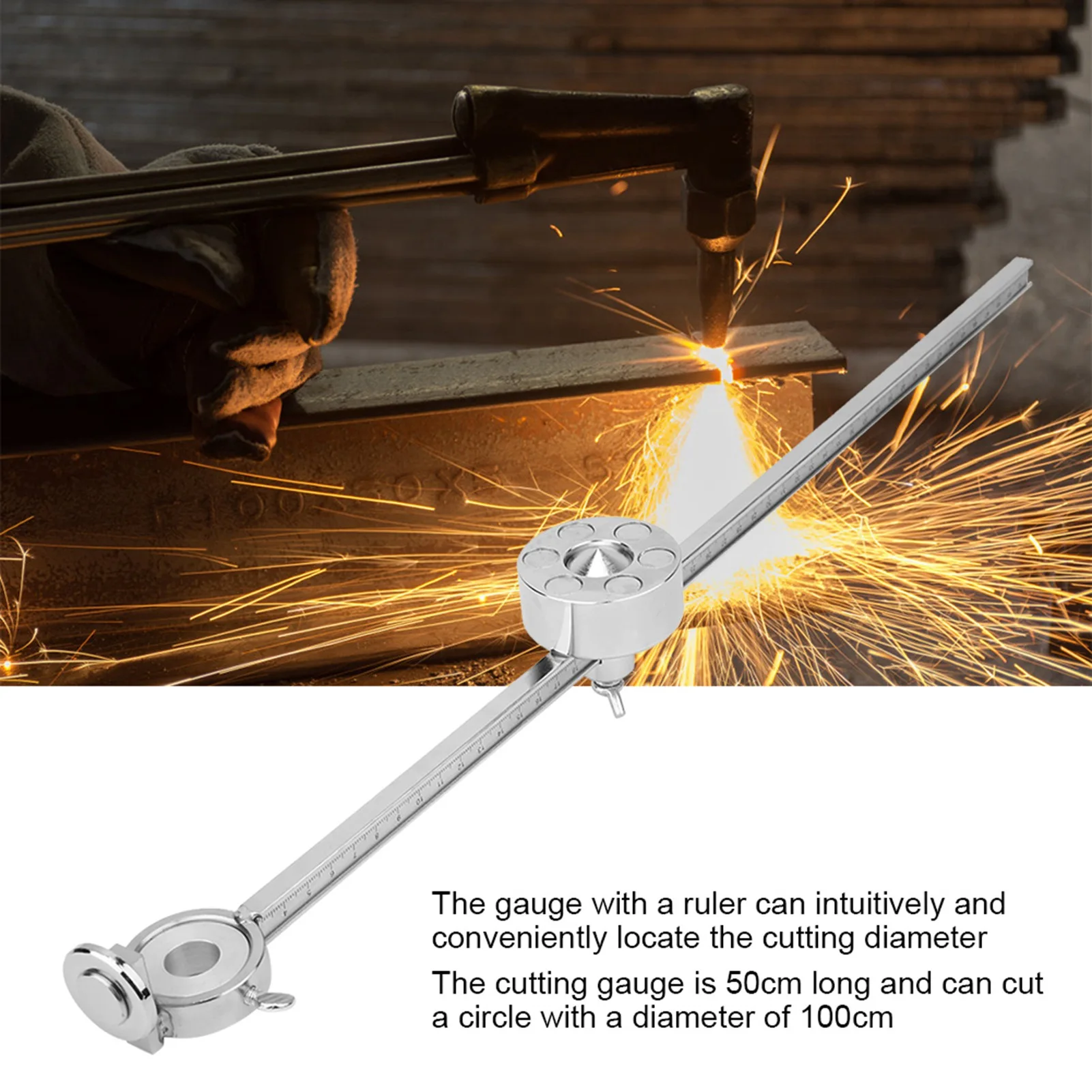 

G01-100 Torch Compass Roller Guide Stainless Steel Oxygen Welding Cutting Tool Accessories with Scale Ruler Fit for G01-100