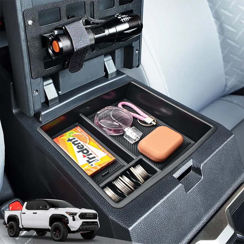 For Toyota Tacoma 2024 Armrest Storage Box Center Console Tray Organizer Car ABS Storage Accessories Coin Interior Armrest Box