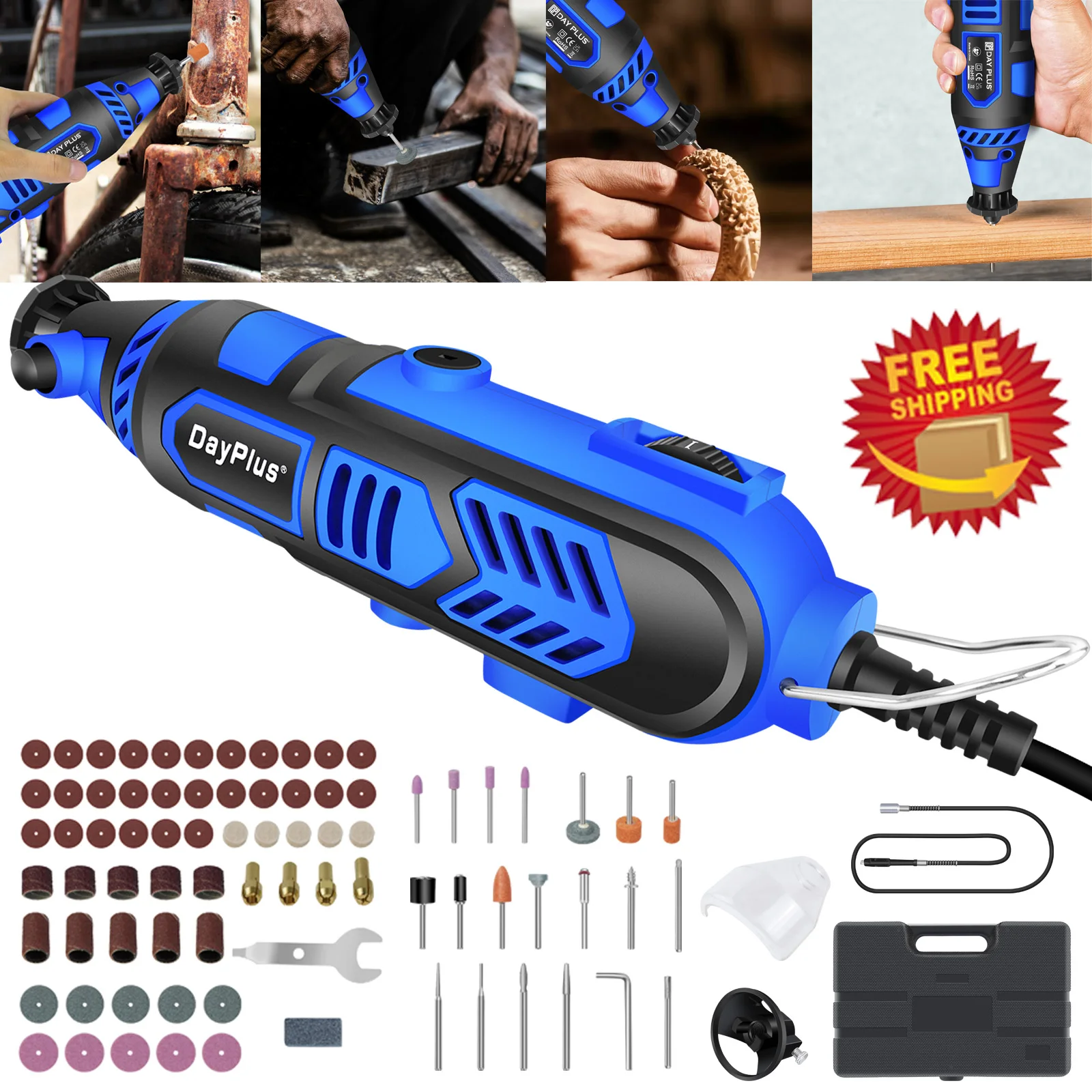 DayPlus 135W Power Electric Rotary Tool With 80pcs Accessories Mini Rotary Multi-Tool Kit,6 Variable Speed Electric Grinder Set