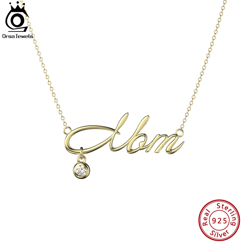 

ORSA JEWELS Mother's Day Gift 925 Sterling Silver MaMa Letter Name Pendant Chain Necklace for Women Mom Family Jewelry HON25