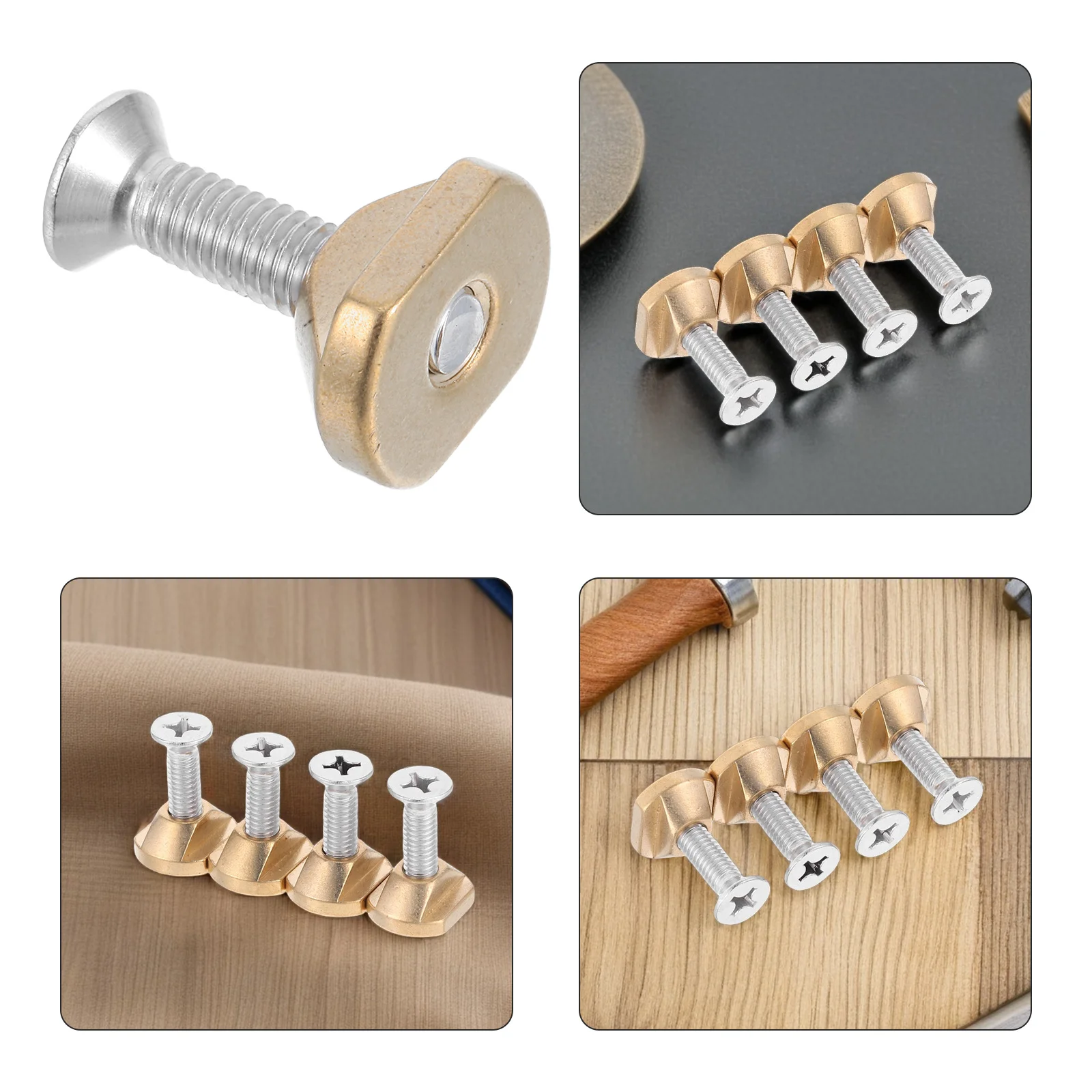 

4Sets Screws Brass T-Track Nuts with Washers for Hydrofoil Board Mounting Hardware Kit Fastening Fixings