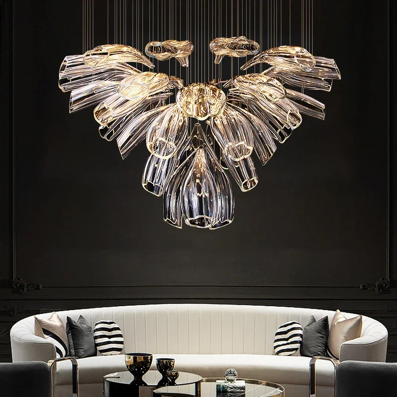 Modern Luxury Crystal Led Chandelier Living Room Restaurant Hotel Lobby Villa  Glass Pendant Lamp Gold Silver Lustre Decor Light