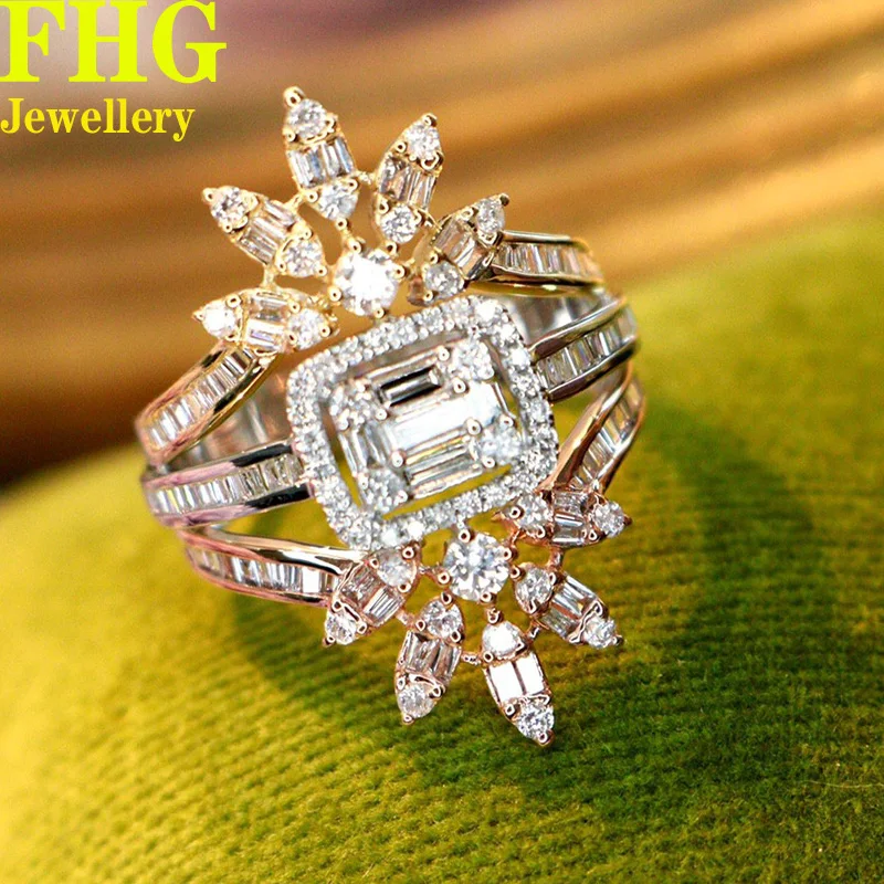 

1Ct Natural diamond 18k pure gold ring Diamond Ring Fashion Wedding Party Fine Jewelry Ladies Anniversary Gift