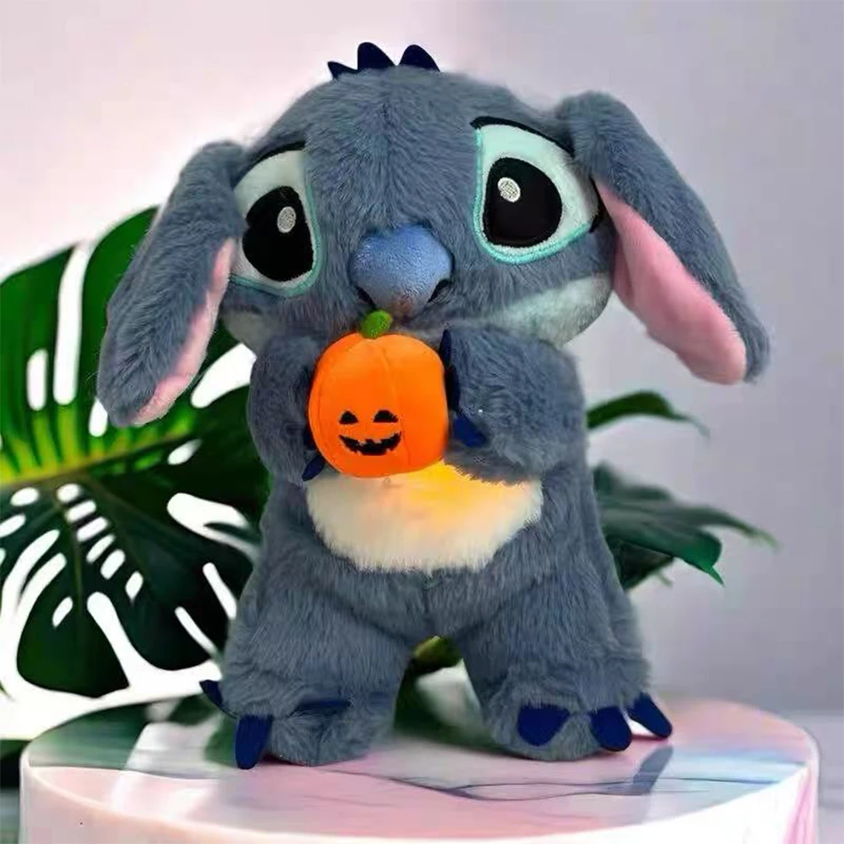 

New Halloween Stitching Plush Doll With Breath Child Peluche Soothes Toys Anime Baby Light Sleep Pumpkin Stitching Kids Gifts