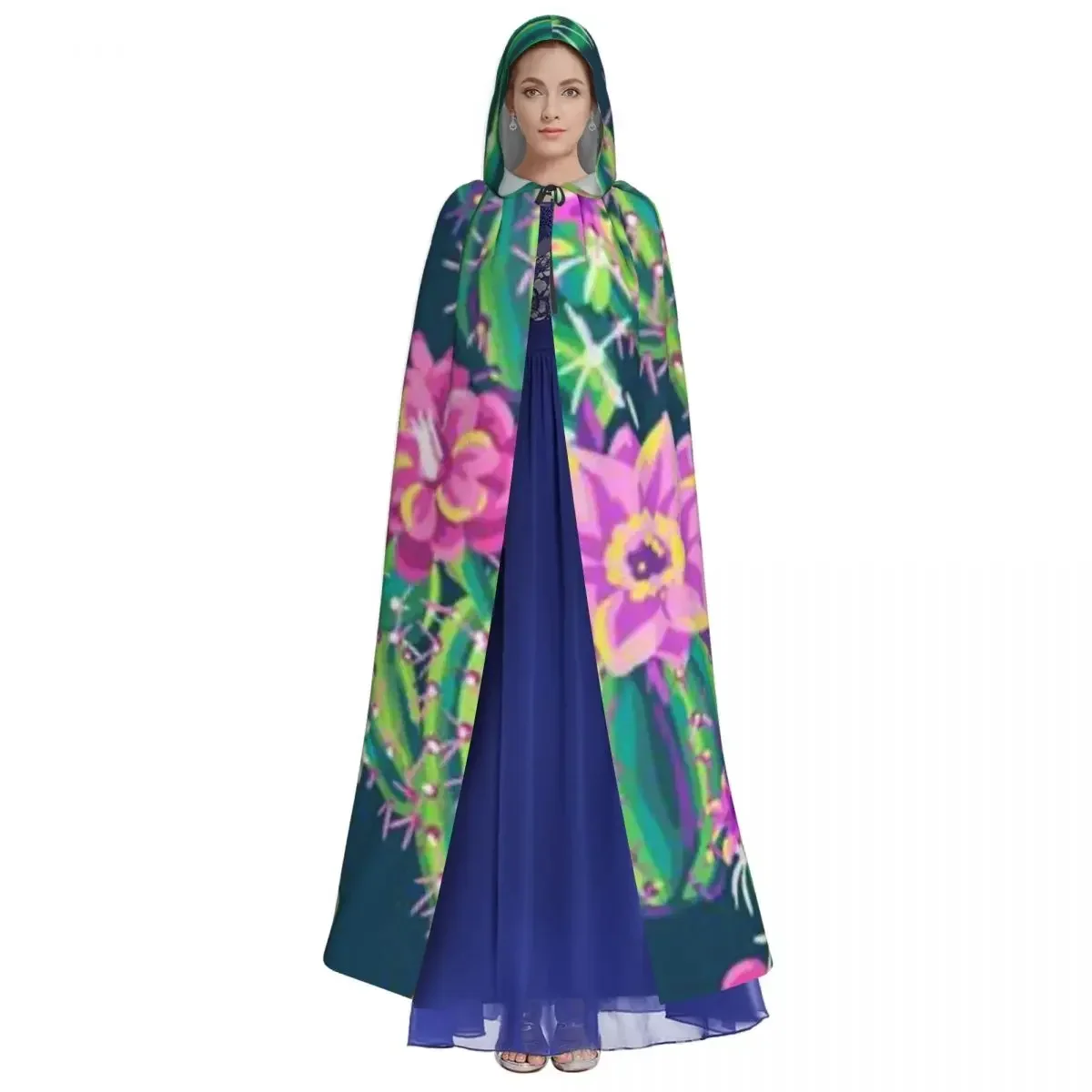 

Платье-накидка в полный рост для взрослых на Хэллоуин с кактусами и цветами