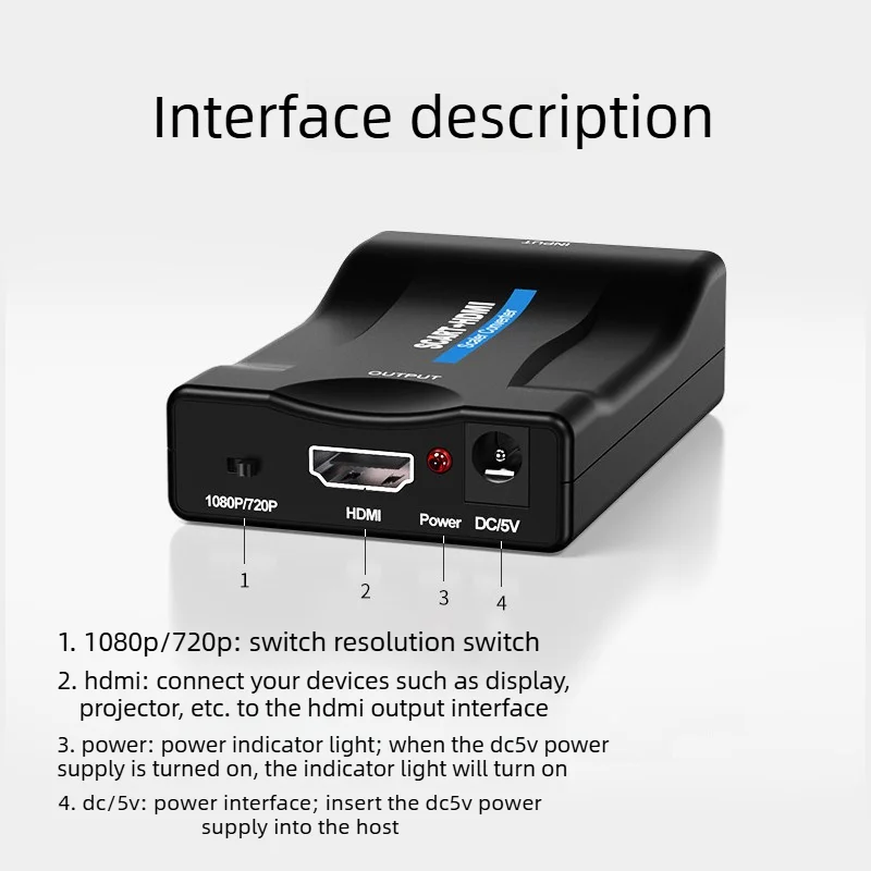 1PCS SCART To HDMI Converter for Connecting Game Console Box To TV Monitor with High-definition Video 1080p