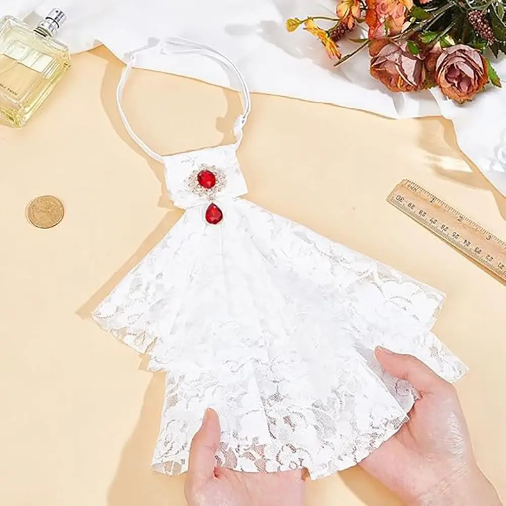 Women Accessories Vintage Style Lace Jabot Collar Detachable Ruffled Jabot Necktie Renaissance Collar Fancy Dress Parties