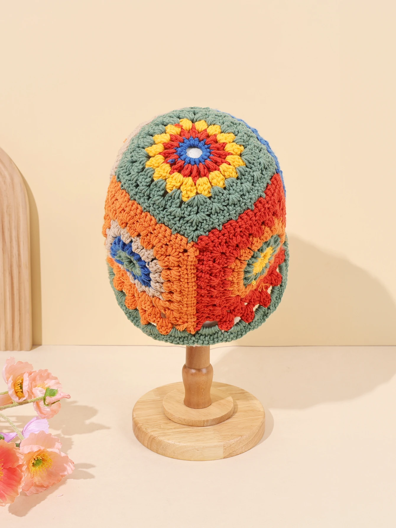 1PCAالخريف/الشتاء الدافئة الجوف اليدوية محبوك قبعة المرأة صياد قبعة خليط النمط الوطني محبوك حوض قبعة #3