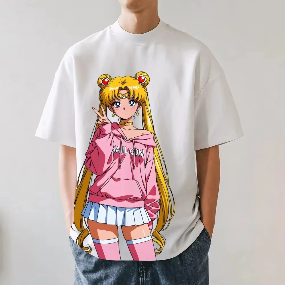 Japanese Anime Sailor Moon Printed T-shirt Summer New Men's and Women's T-shirt Trendy Casual Y2K Short Sleeve Top 2026