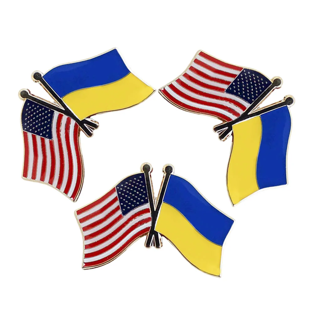 

3 Pcs Flag Pin Men Suit Scarf Brooch Metal Lapel Flags American National Patriotic Badge