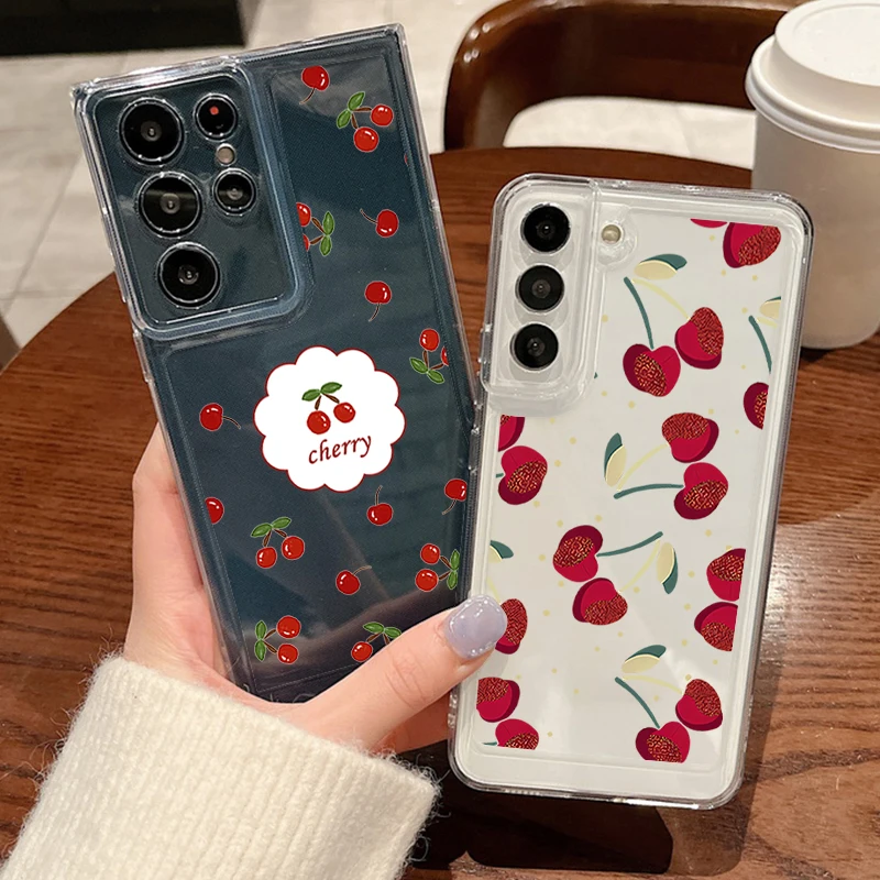 Kirschschleifen-Transparenthülle für Samsung Galaxy A57 A27 A37 A17 A16 A56 A36 A26 A15 A55 A54 S26 S24 S23 S22 Ultra Plus S25 FE Cover – Detail 2