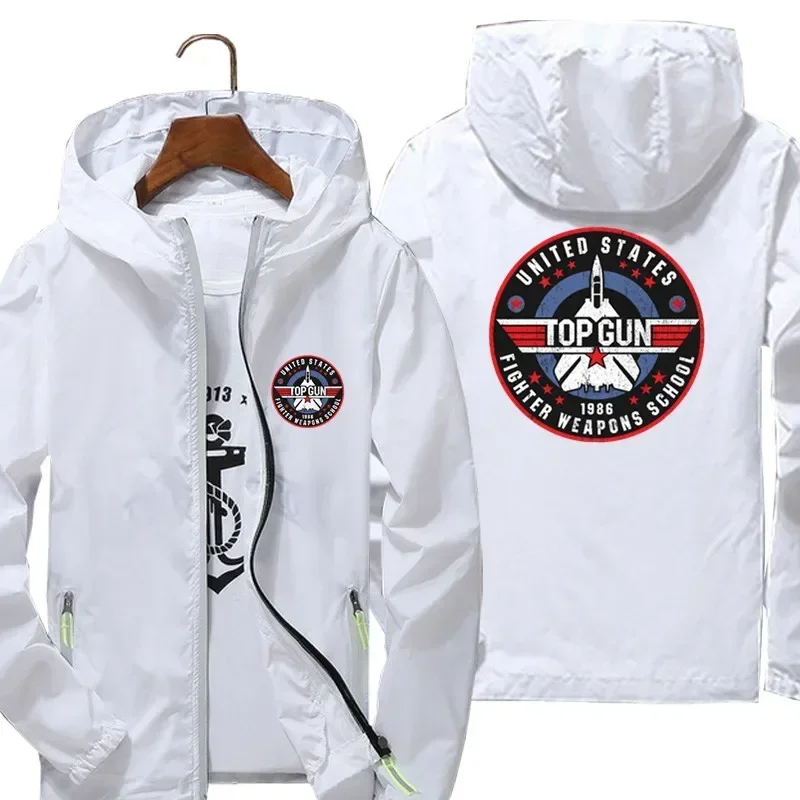 Top Gun Fighter arms School Maverick Goose primavera estate giacca Streetwear con cappuccio cappotto a vento riflettente sottile