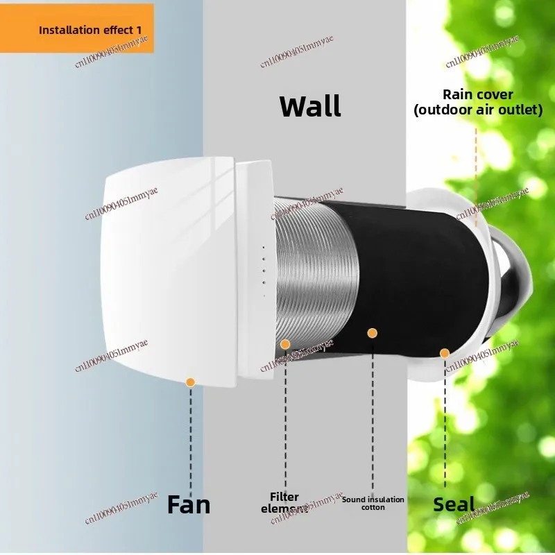 Wall Mounted Natural Unprocessed Fresh Air Fan Household Bedroom Window Type Circulating Exhaust Fan Ventilation Purifier