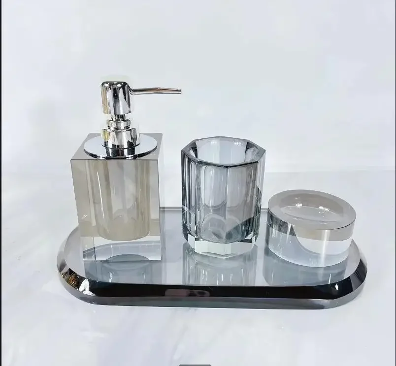 

Хрустальный костюм для мытья, набор принадлежностей для домашней ванной комнаты, бутылка для лосьона, чашка для полоскания полоскания, мыльница, ватный тампон, дезинфицирующее средство для рук