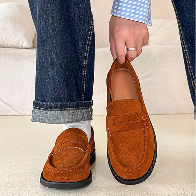 DIMANYU Men's Loafers Genuine Leather 2026 New Slip-On British Style Loafers Men Retro Casual Derby Shoes Men