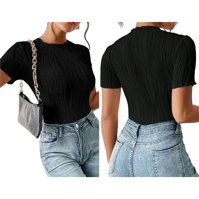 

Bodysuits For Womens Crew Neck Short Sleeve Body Suits Going Out Outfits Summer Leotards Tops Onesie Shirts-A55G