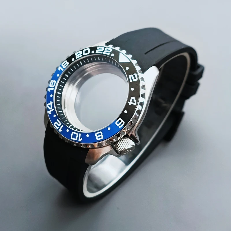 Mod Seiko SKX007 Watch Case Dome Sapphire Glass Installed Rubber 22mm Strap Fits NH35 NH36 Movement Transparent Back Cover Cases