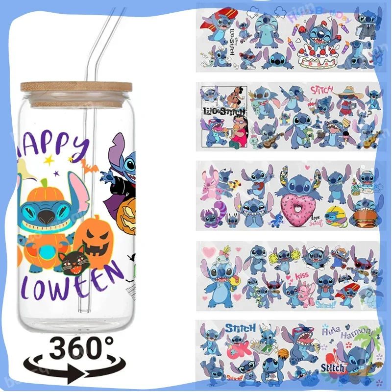 UV DTF Sticker Stitch Sticker Water cup Cartoon Lilo & Stitch Angel HD Transfer Sticker Waterdichte DIY Permanent Decorate Anime