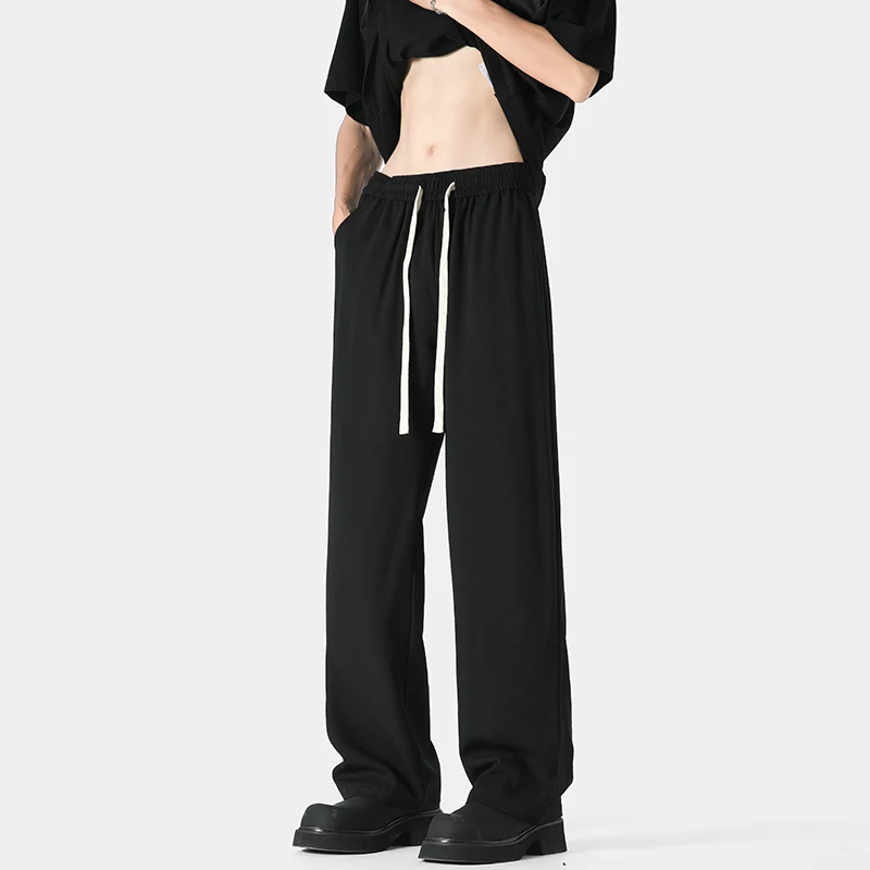 

Мужские брюки из ледяного шелка: тонкие, дышащие, летние, повседневные, свободные, широкие, длинные, удобные, прямого кроя