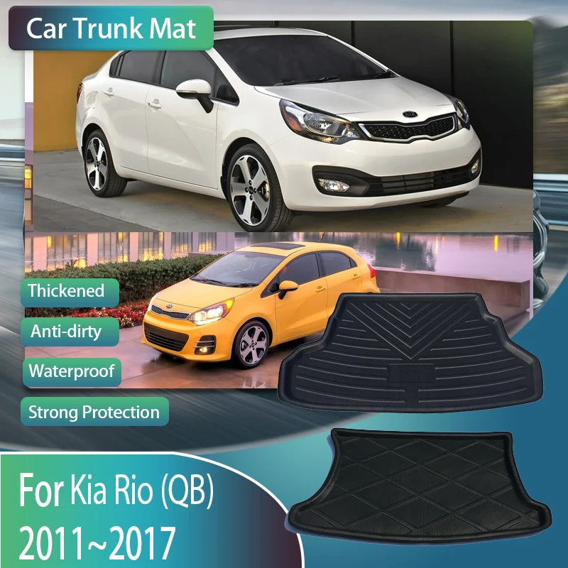 Car Trunk Mats For Kia Rio K2 2011~2017 Hatchback Sedan Anti-dirty EVA Boot Carpets Rear Trunk Storage Pads Mud Auto Accessories