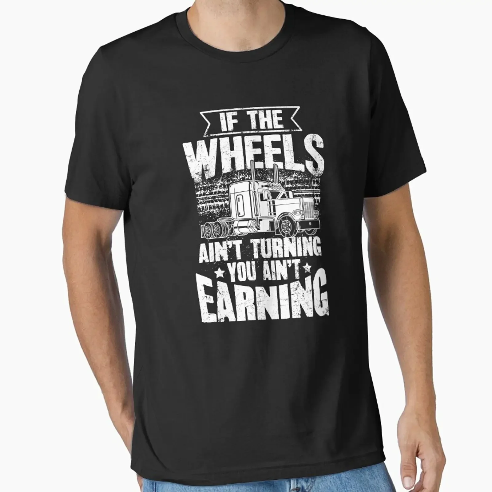 If The Wheels Aint Turning You Earning USA Trucker designed and sold by Captain Mood vintage Washed Soft Slightly Stretched