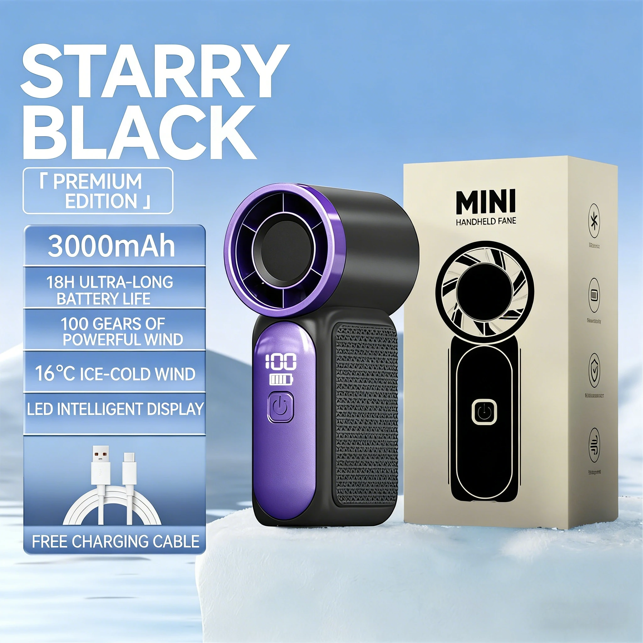 

Портативный высокоскоростной мини-вентилятор с USB-зарядкой, мощный турбо-вентилятор с длительным временем работы от батареи, компактный вентилятор для улицы