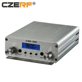 CZE-15A 15W FM transmitter stereo PLL broadcast FM exciter 87Mhz - 108Mhz + GP 1/4 wave antenna + PowerSource