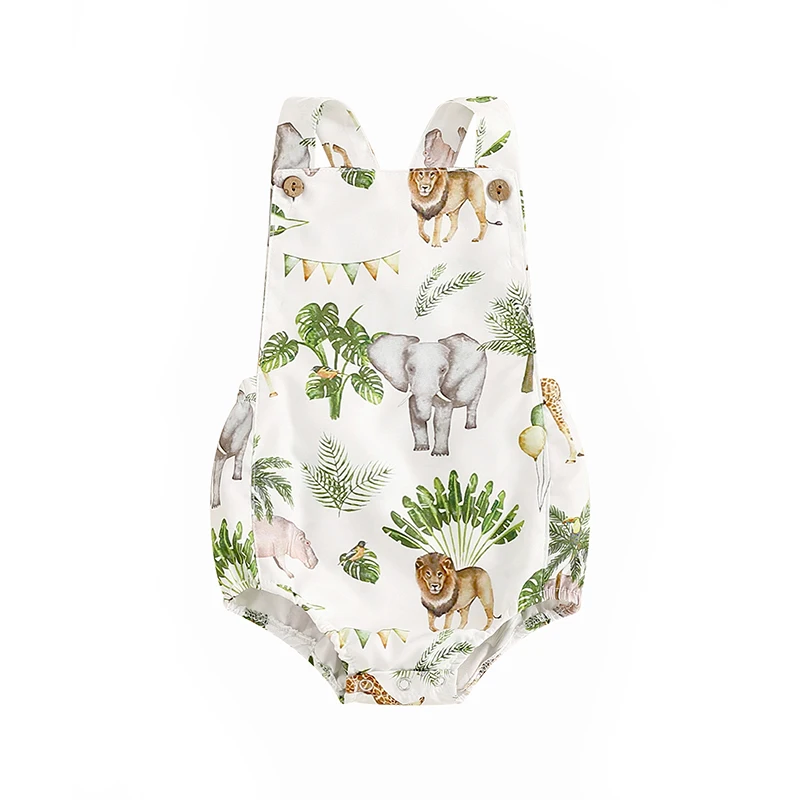 

Baby Romper Cute Sleeveless Animal Print Summer Bodysuit Overalls for Girls Boys