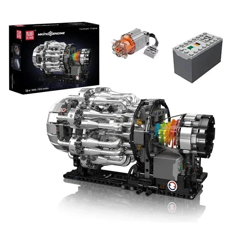 قالب King 10216 Turbojet نموذج المحرك الطوب-1214 قطعة لتقوم بها بنفسك بناء عدة الجذعية هدية الكريسماس للمراهقين وعشاق الطيران