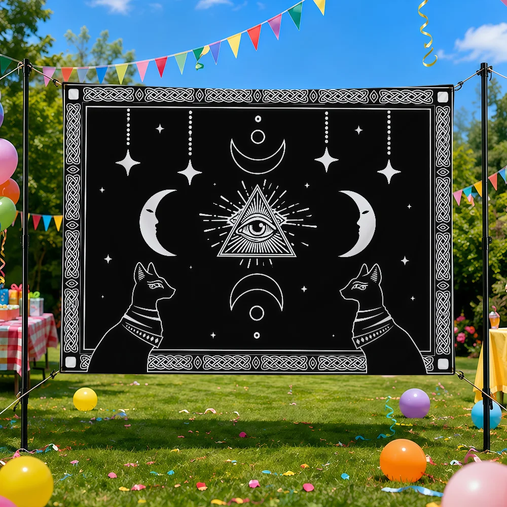 Tarot Moon Phase Sun Flowers Flag Decorative Home Yard & Garden Decor Banner - Indoor Outdoor Wall Hanging Flag