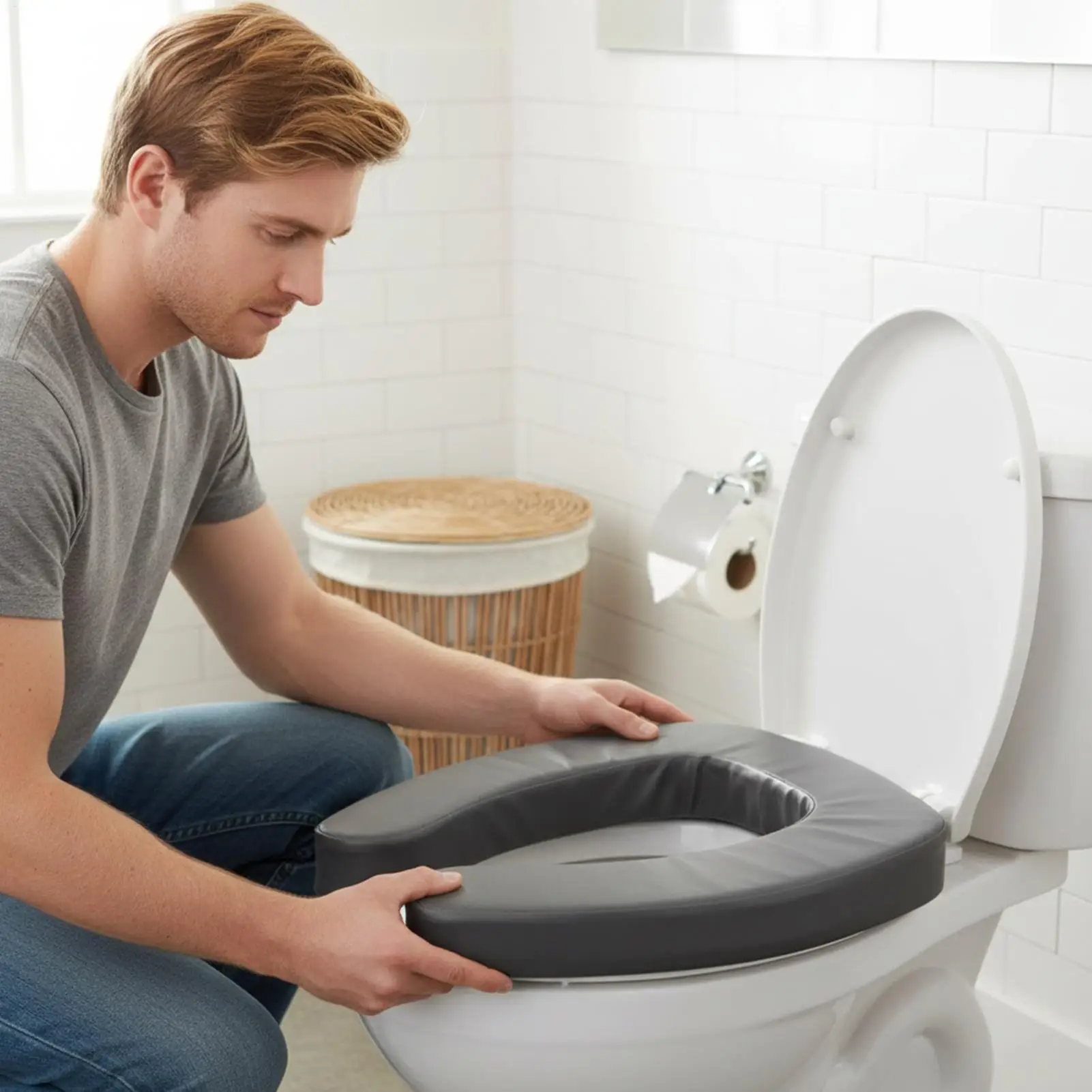 Non-slip Toilet Seat Waterproof Risers Senior Ergonomic Assist Padded Seat Toilet Lift Assist For Elderly Disabled Pregnant Home image 4