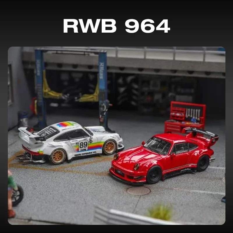 

PreSale STAR 1:64 RWB 964 GT Tail Red White Diecast Car Model Collect Miniature Toys