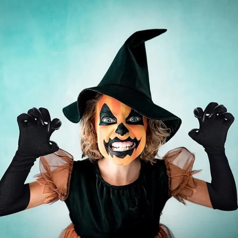 40cm Spandex Halloween Cosplay Compulsion Fashionable Personality Stretch Ghost Claw Long Nail Gloves Stage Performance Solid