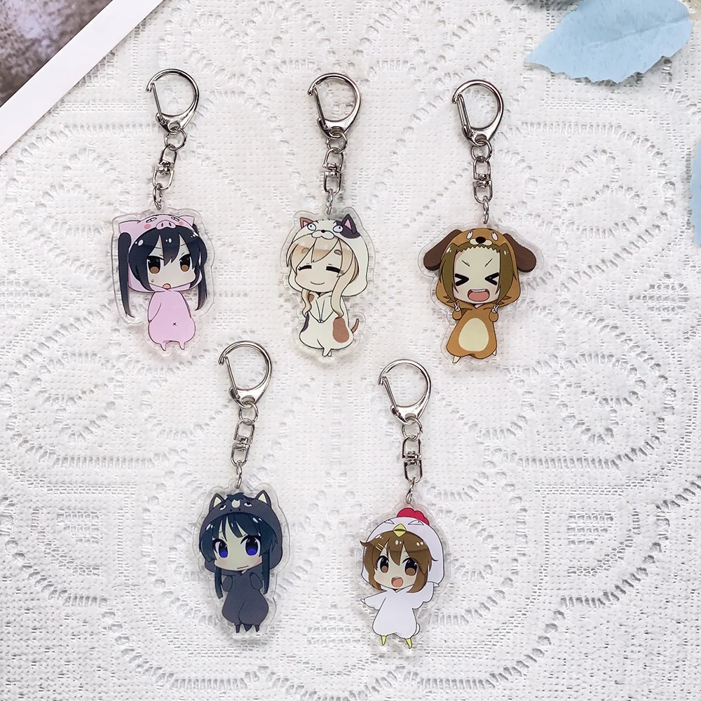 5PCS Anime Characters K-ON! Acrylic Car Keychain Accessories Keyrings Friends Gifts Funny​ Bag Charms Cute​ Backpack Pendant