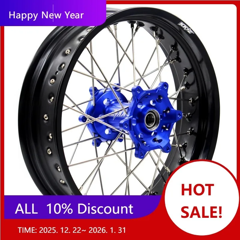 

【2025】 Supermoto Wheels Rims Set Fit For YAMAHA YZ125 YZ250 1999-2024 YZ250F YZ450F WR250F WR450F YZ250X 2024 Blue Hub Black Rim