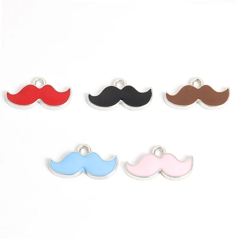 20pcs Cute Colorful Moustache Enamel Drip Oil Charms for DIY Fun Necklace Keychain Phone Chain Mini Gentleman\'s Beard Pendants