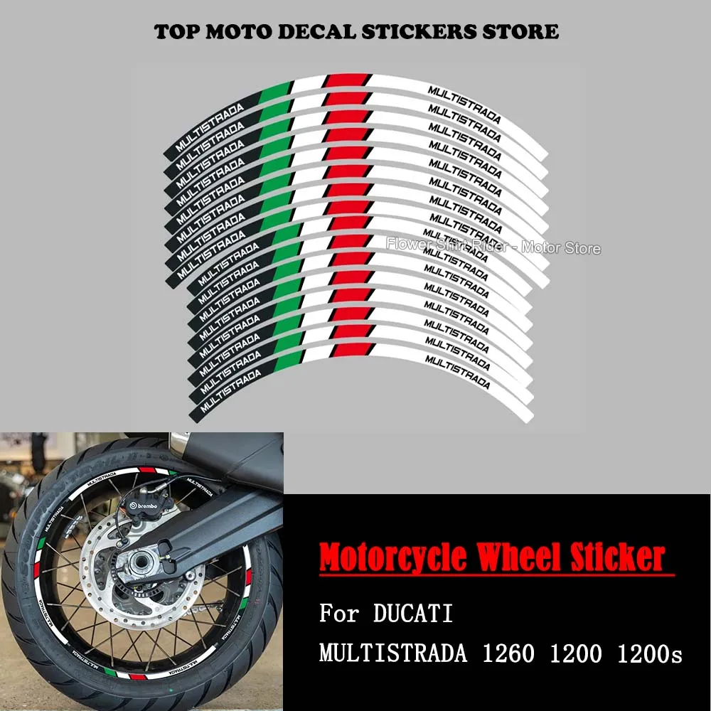 

For DUCATI MULTISTRADA 1260 1200 1200 s Motorcycle Wheel Sticker Waterproof Hub Decal Rim Stripe Tape 19" 17" inch