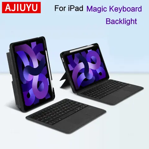 Clavier intelligent Magic pour iPad 10,2 pouces 9e, 8e, 7e génération, Pro 11, 12,9, Air 5e, 4e génération, Air 3 10,5, russe, espagnol, avec fonction vocale et étui magnétique