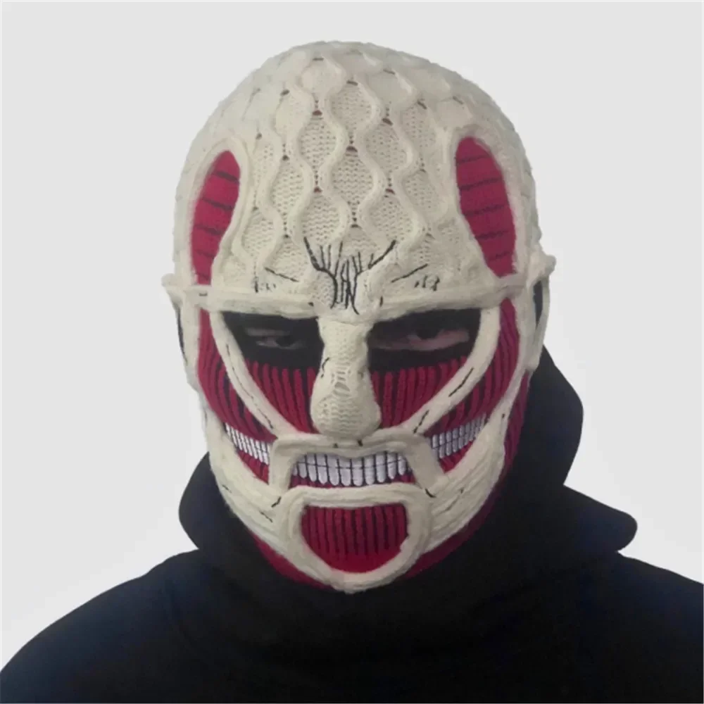 New Presale Attack on Titan Shingeki No Kyojin Colossal Titan Hat Handmade Velvet Knitted Cap Mask Helmet DIY Head Cover