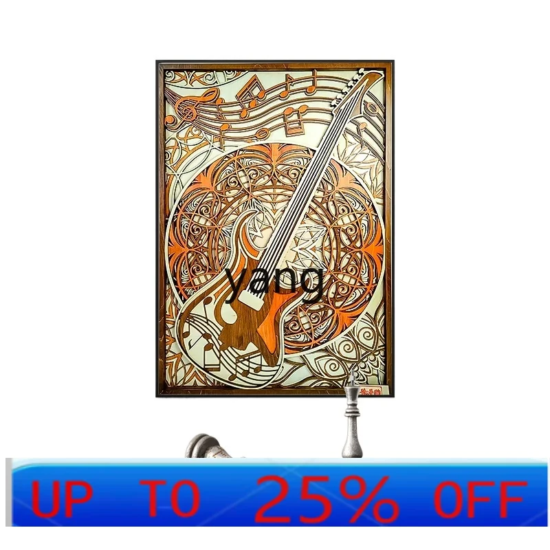 CX stacked engraving guitar decorative painting new Chinese creative ornament sound-absorbing diffusion plate