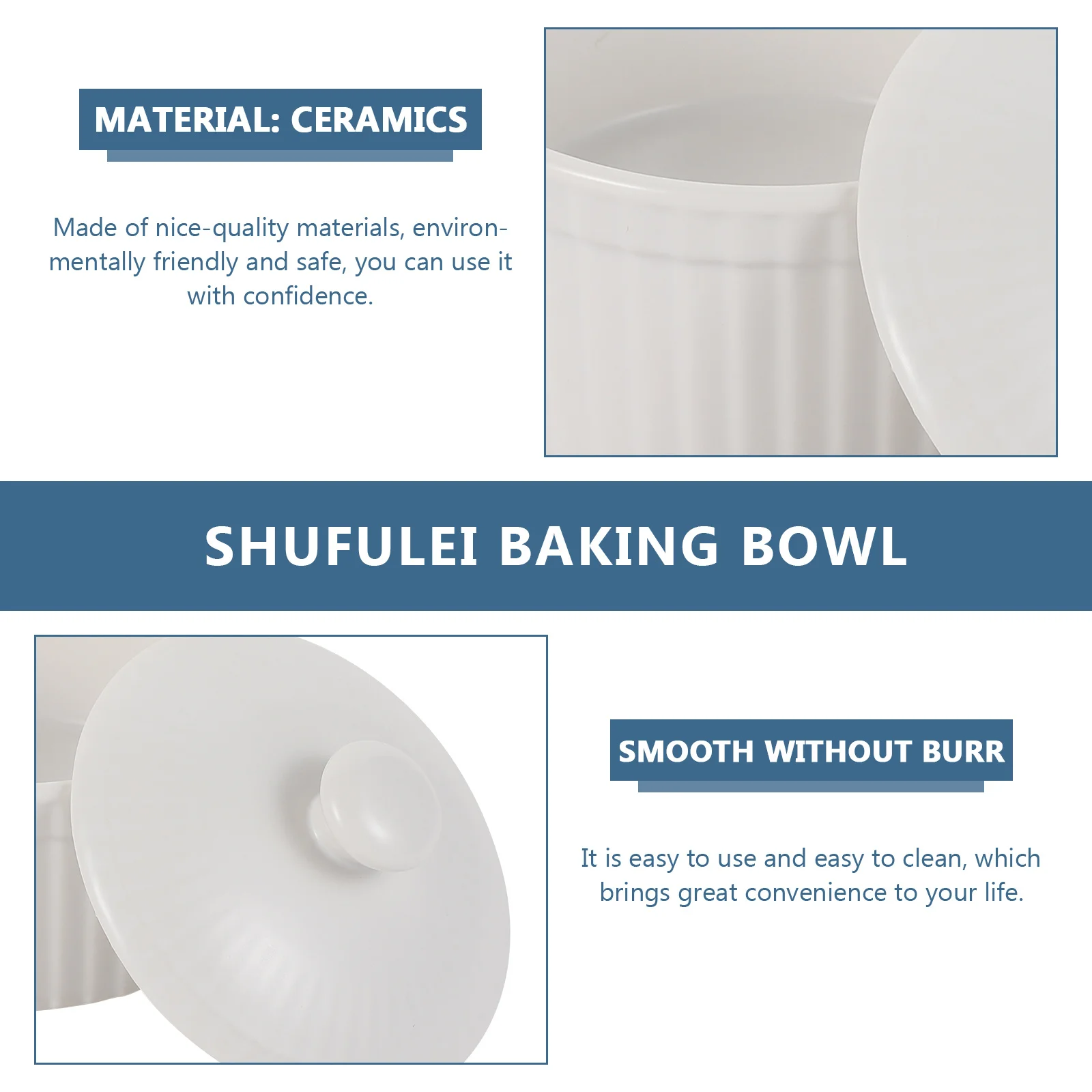 

1Pcs Ceramic Baking Bowl Safe Material Bright Color Creative Souffle Pudding Egg Dessert Bowl Container