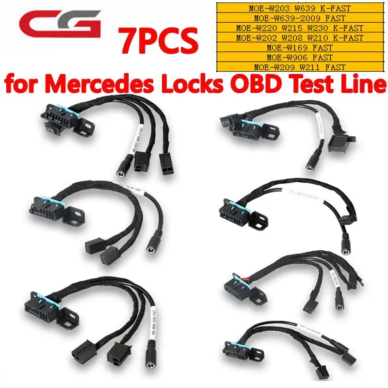 7PCS EIS/ELV Test Line Cables for Mercedes Locks OBD EIS ELV Test Line for Benz W209/W211/W906/W169/W208/W202/W210/W639