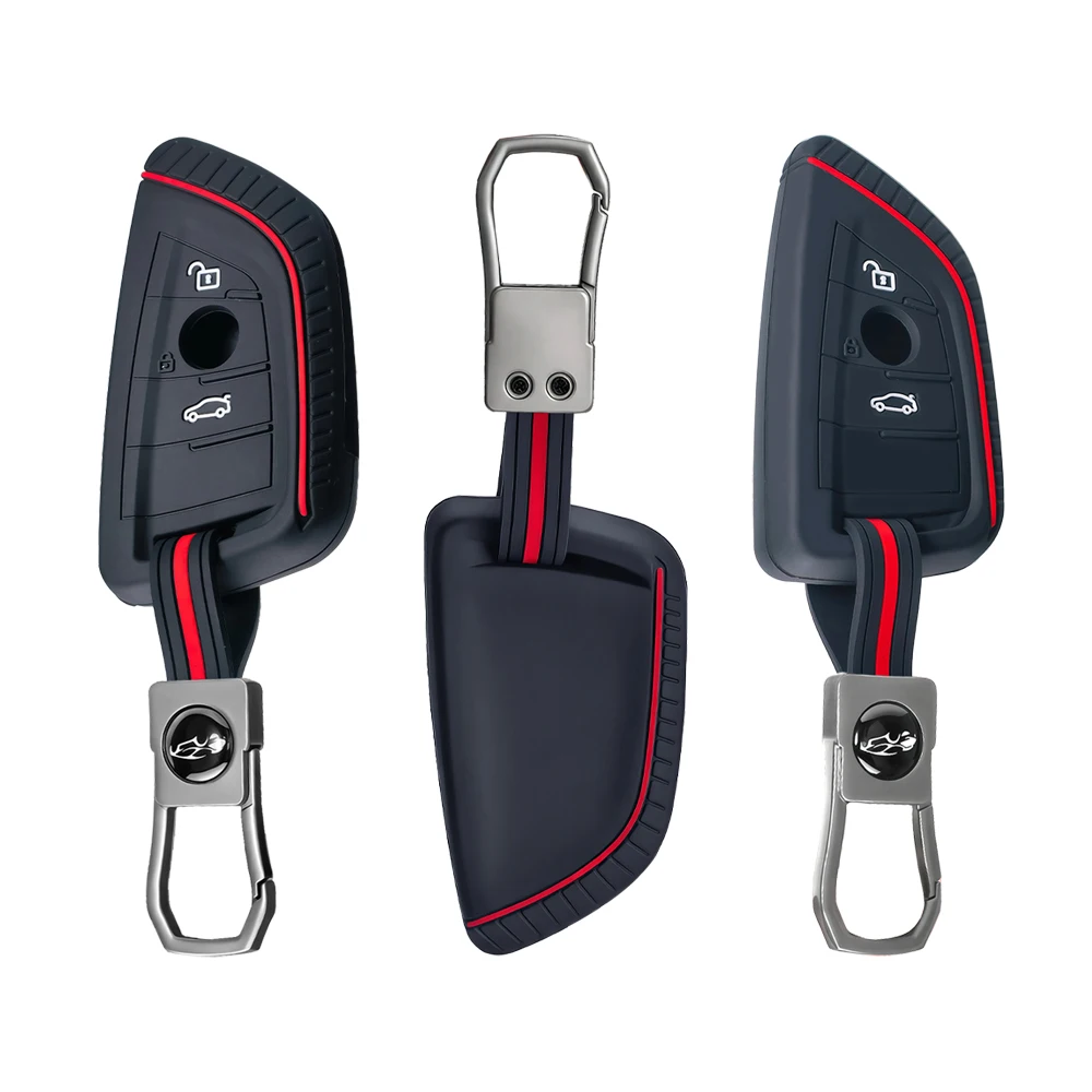 For BMW 1 2 3 4 5 6 7 X1 X2 2014 2015 2016 2017 2018 2019 Silicone 3 Button Key Cover Case Holder Protect Shell Car Accessories