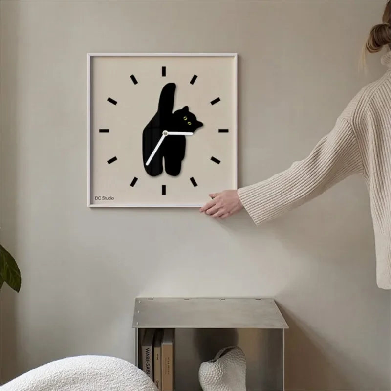 

Cat Clock Ins Creative Scandinavian Acrylic Clock Living Room Modern Simple Restaurant Clock Mute Art