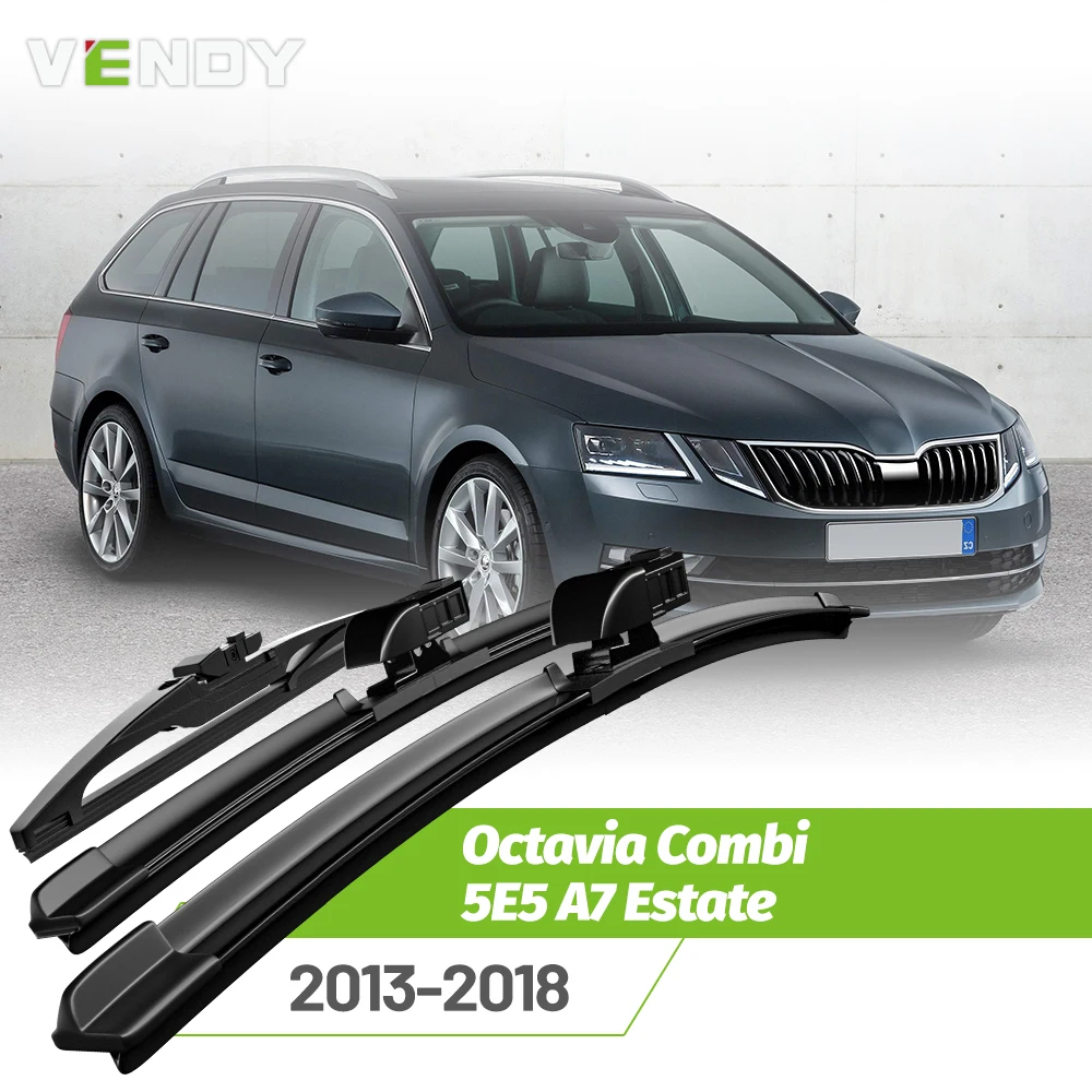Vordere und hintere Wischerblätter-Set für Skoda Octavia Combi 5E5 A7 Estate 2013–2018, Windschutzscheiben-Regenbürsten, 24 Zoll + 19 Zoll + 14 Zoll