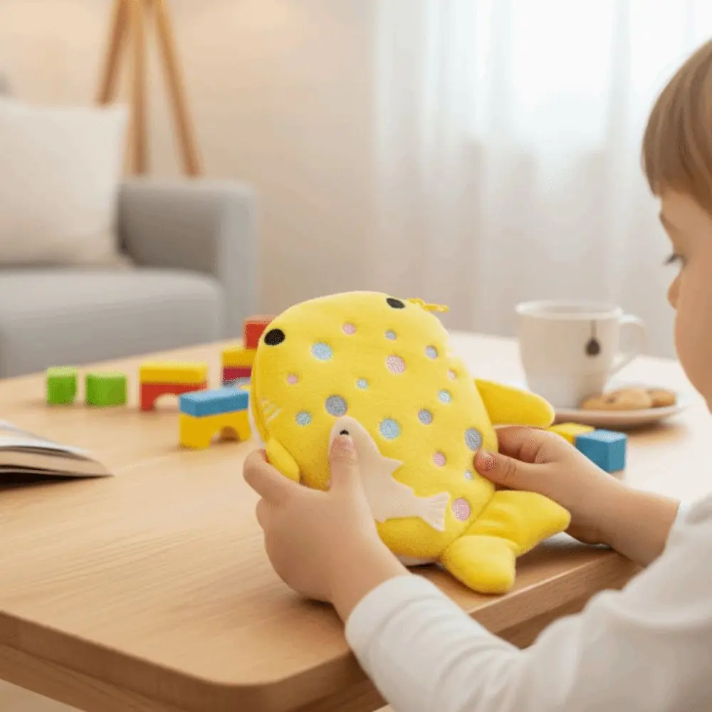 Cartoon Shark Whale Shark Coin Purse Bag Pendant Animal Shark Plush Wallet Zipper Fashion Plush Coin Bag Earphone